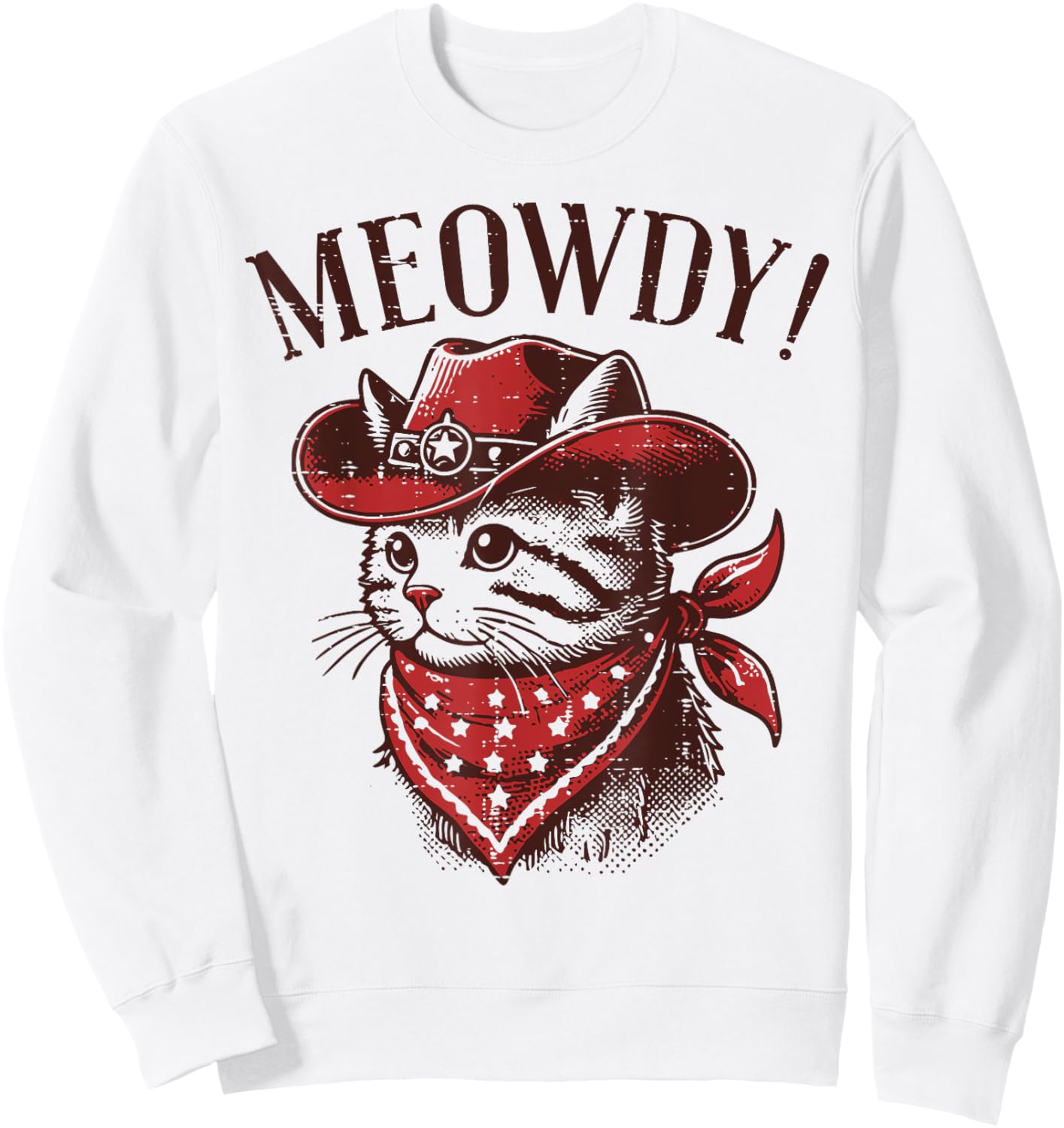 Cat Cowboy Face Meowdy Kitten Kitty Western Women Men Kids Sweatshirt - Sweatshirt | White