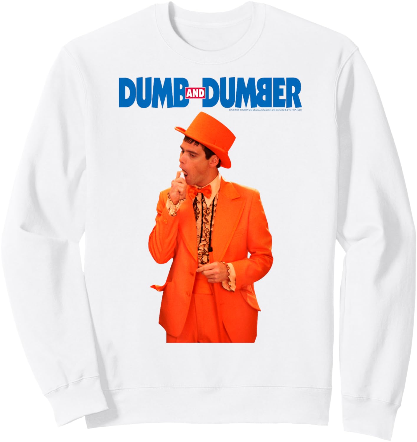 Dumb and Dumber Lloyd in Orange Tuxedo Funny Movie Sweatshirt - Sweatshirt | White
