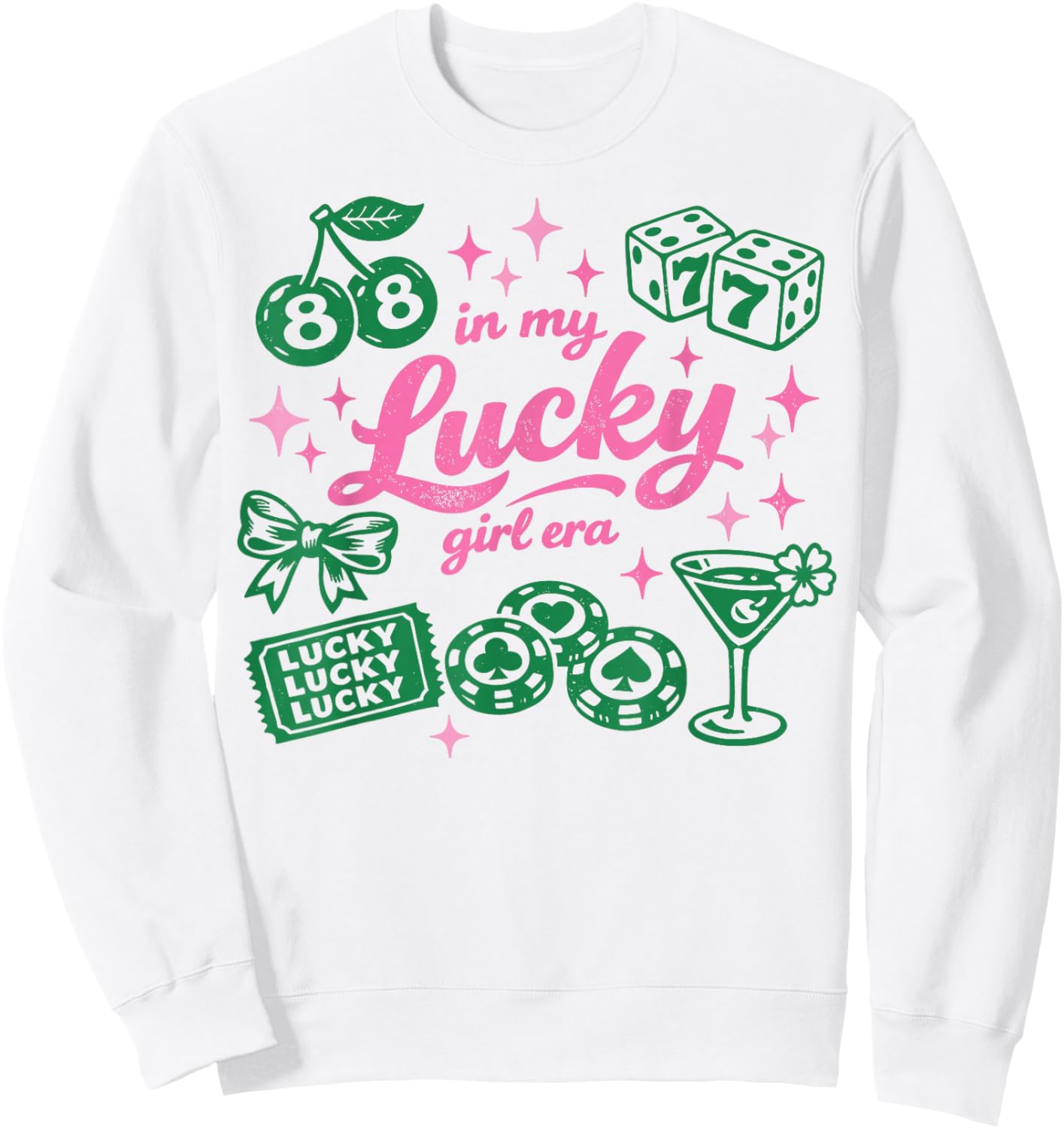 in My Lucky Girl Era St. Patrick's Day Charm Sweatshirt - Sweatshirt | White