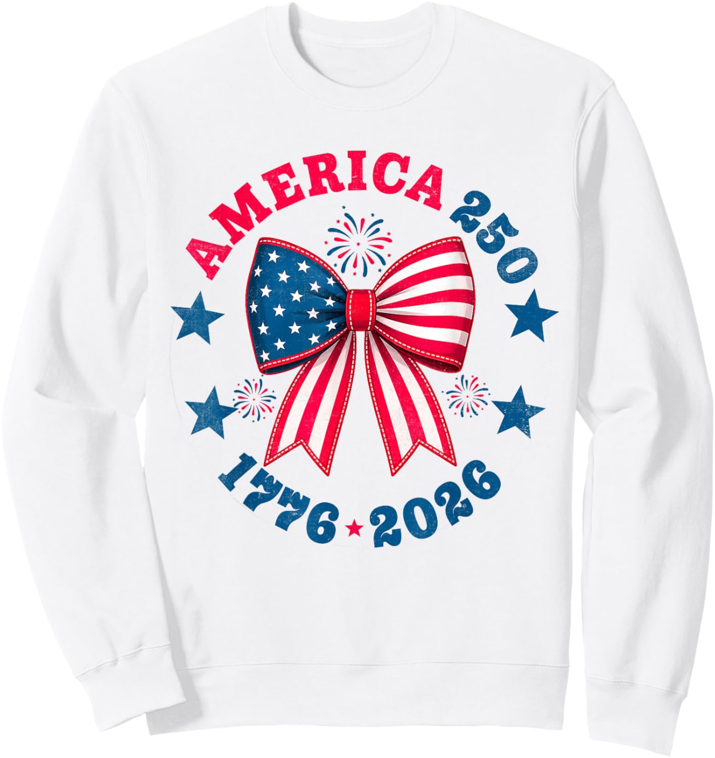 250 Anniversary Cute Coquette Bow American Flag 250th Girls Sweatshirt - Sweatshirt | White