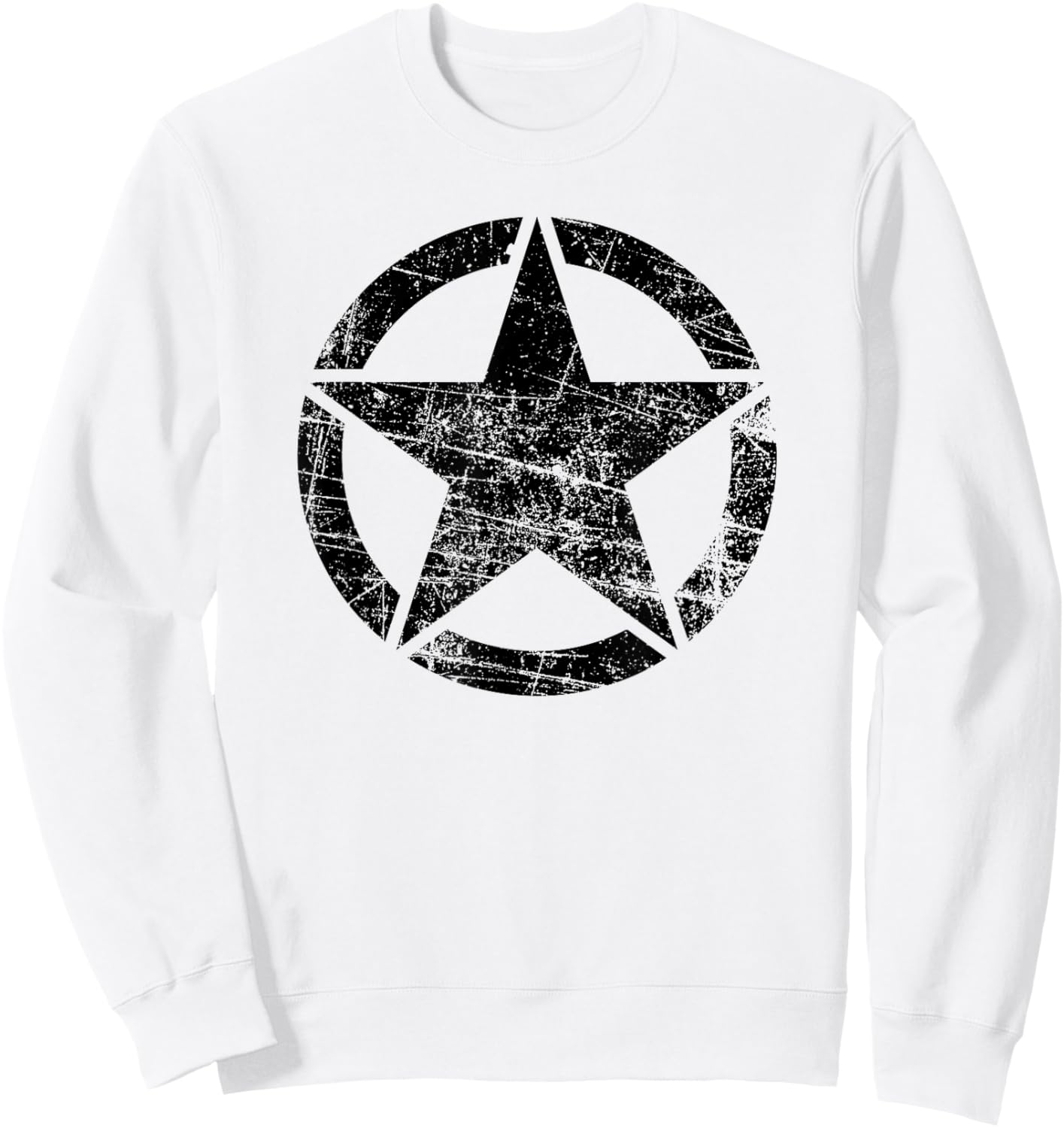 Vintage Army Star Classic Retro USA Military Distressed Logo Sweatshirt - Sweatshirt | White
