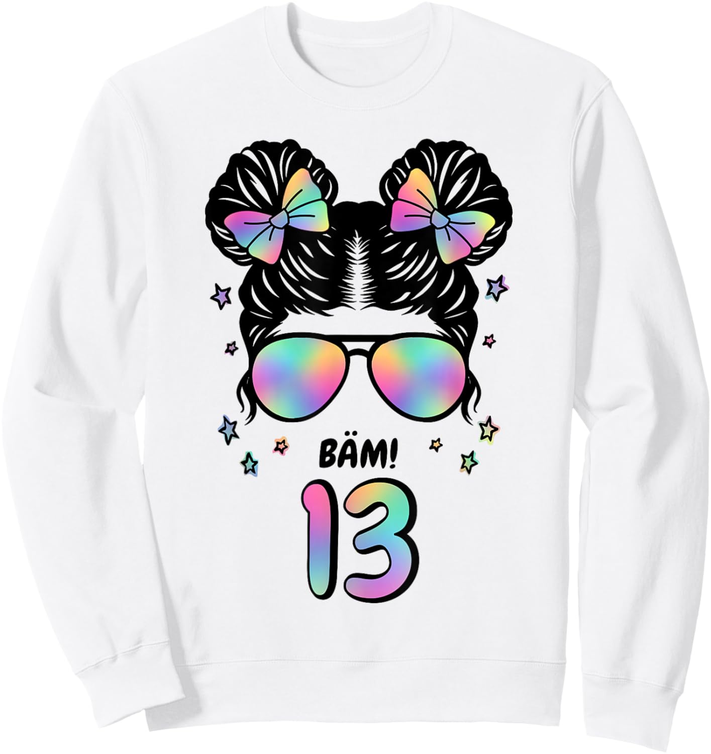 13th Birthday Girl Messy Bun Bäm! 13 Sweatshirt - Sweatshirt | White