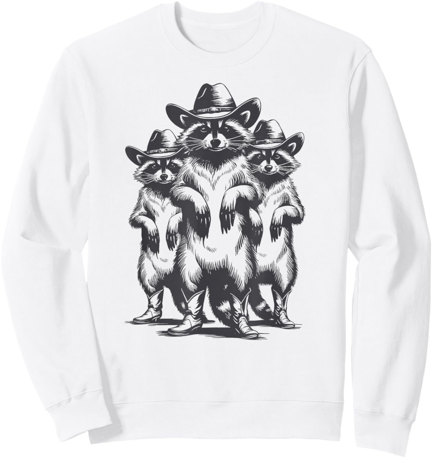 Vintage Racoon Trash Panda Cowboy Western Country Cowgirl Sweatshirt - Sweatshirt | White