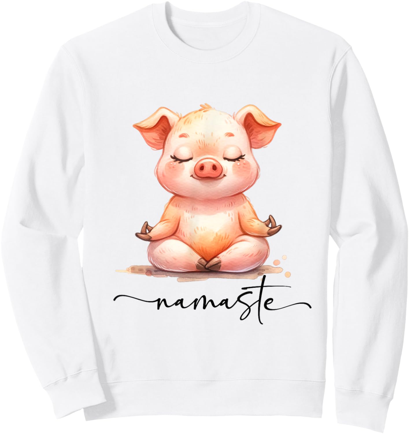 Cute Pig Yoga Colorful Meditation Zen Namaste Sweatshirt - Sweatshirt | White