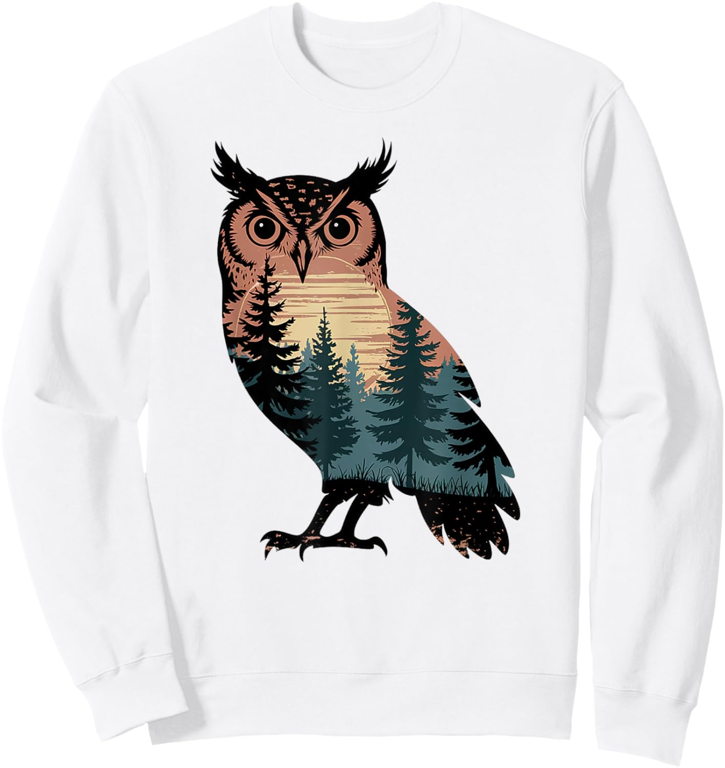 Owl Hunting Hiking Outdoor Camping Forest Men Women Owl Sweatshirt - Sweatshirt | White