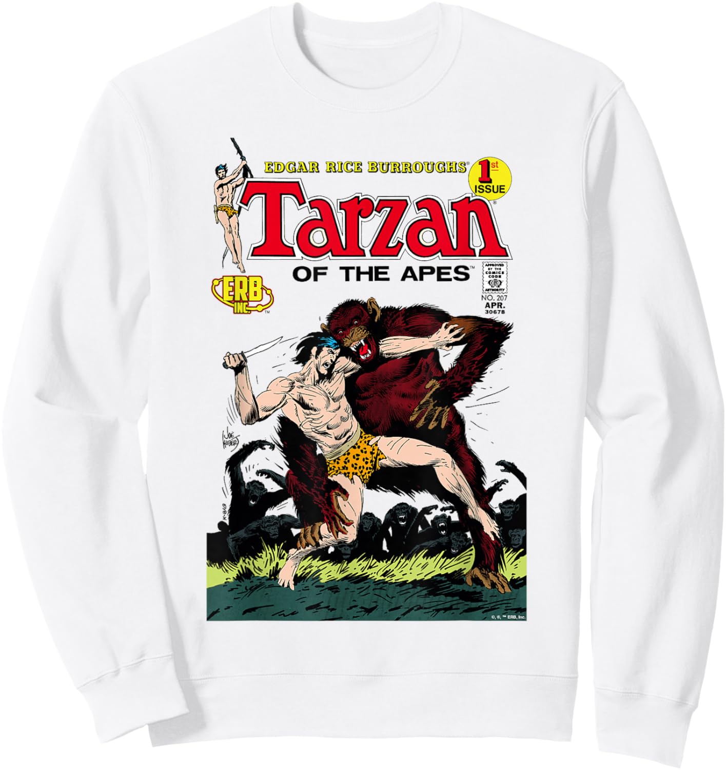 Tarzan Of The Apes Fight Comic Book Cover Art Sweatshirt - Sweatshirt | White