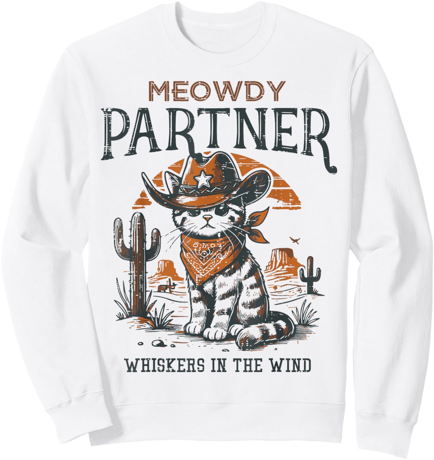 Cowboy Cat Meowdy Partner Vintage Howdy Kitten Women Men Kid Sweatshirt - Sweatshirt | White