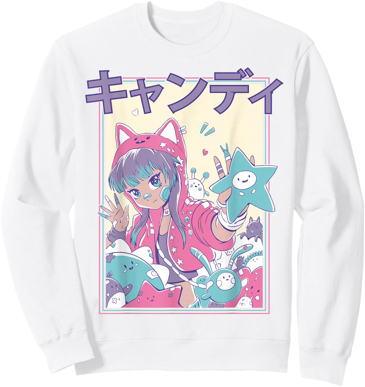 Candycore Girl Cute Pink Pastel Kawaii Anime Aesthetic #8 Sweatshirt - Sweatshirt | White