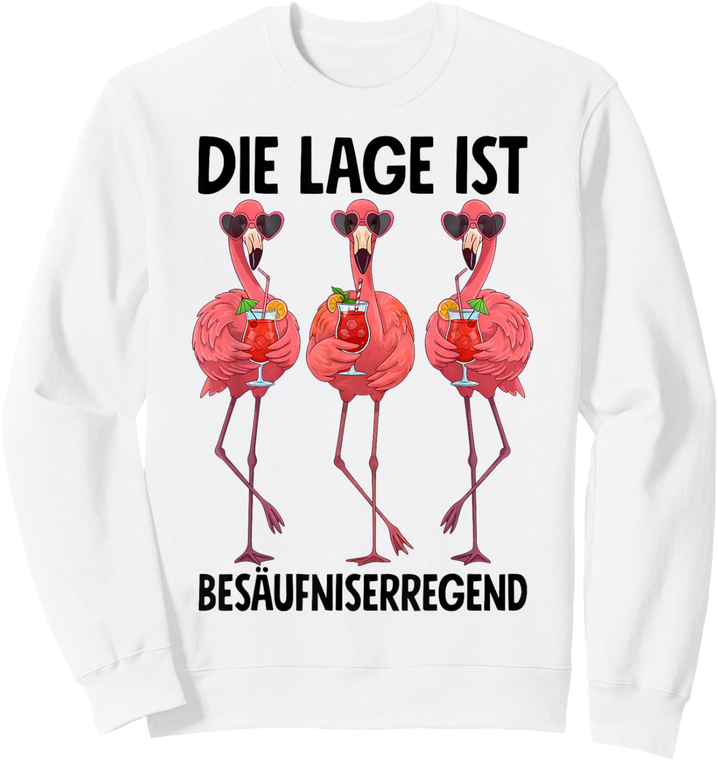 with Flamingos Motif, White, S Sweatshirt - Sweatshirt | White