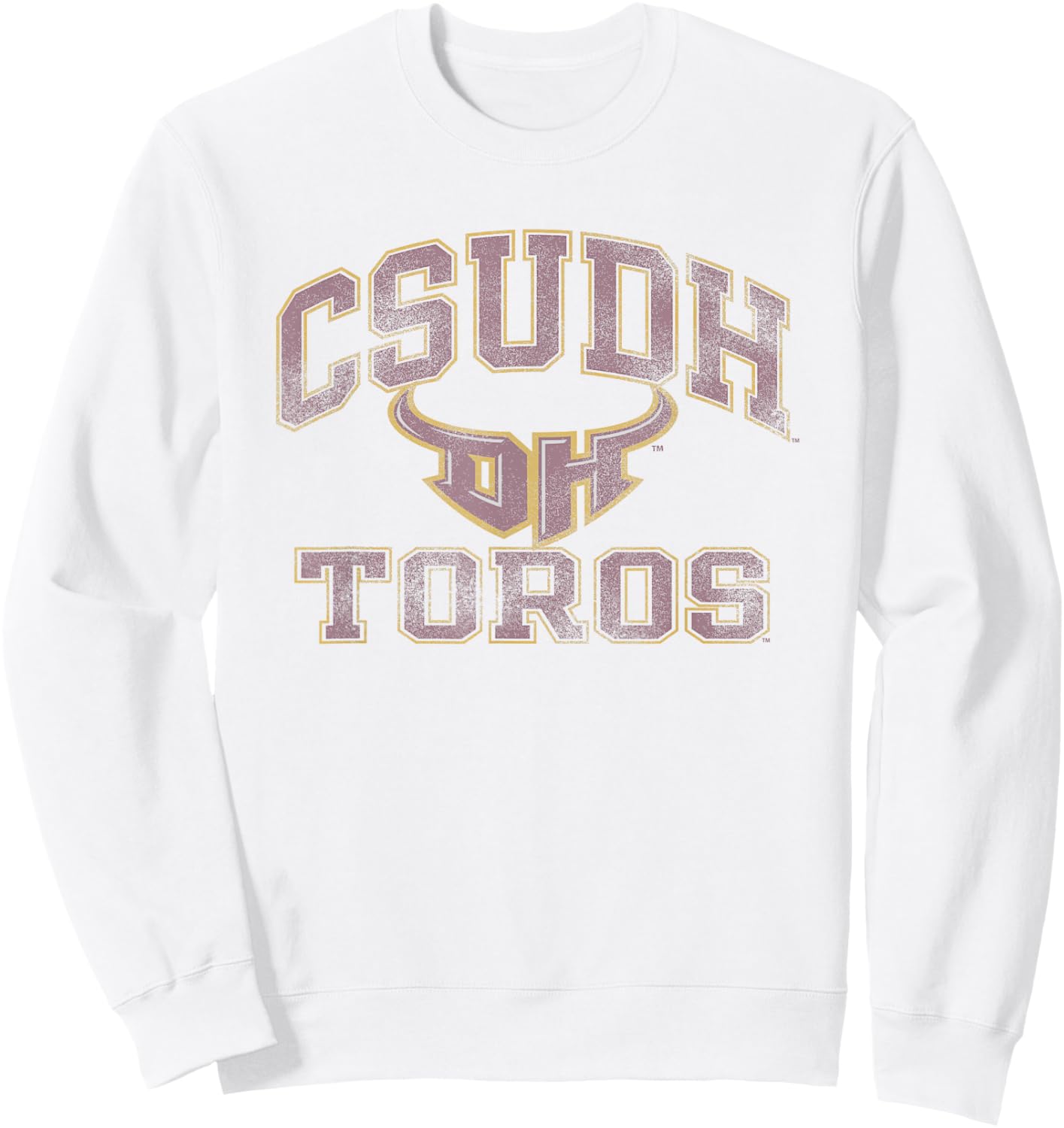 Cal State Dominguez Hills Toros Vintage Worn Gray Sweatshirt - Sweatshirt | White