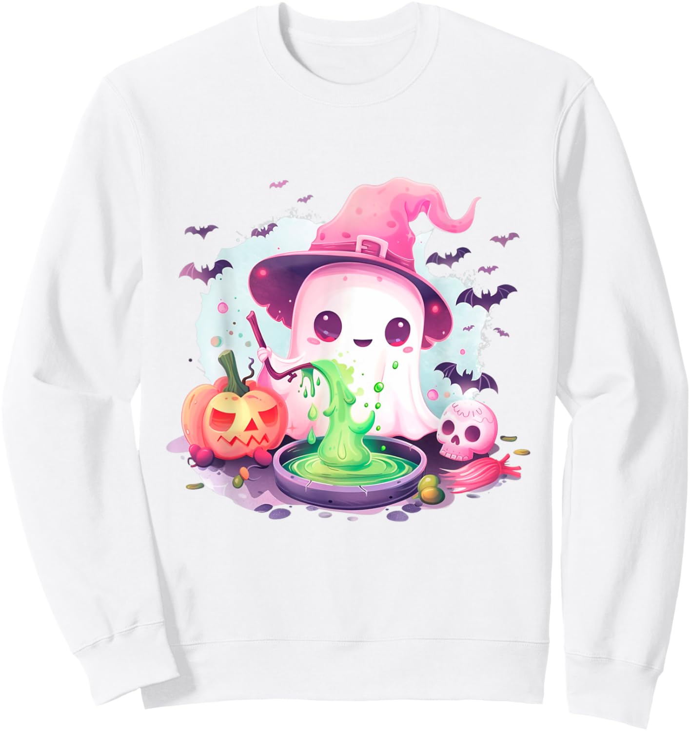 Cute Pink Halloween Party Ghost Costume Girls Women Sweatshirt - Sweatshirt | White