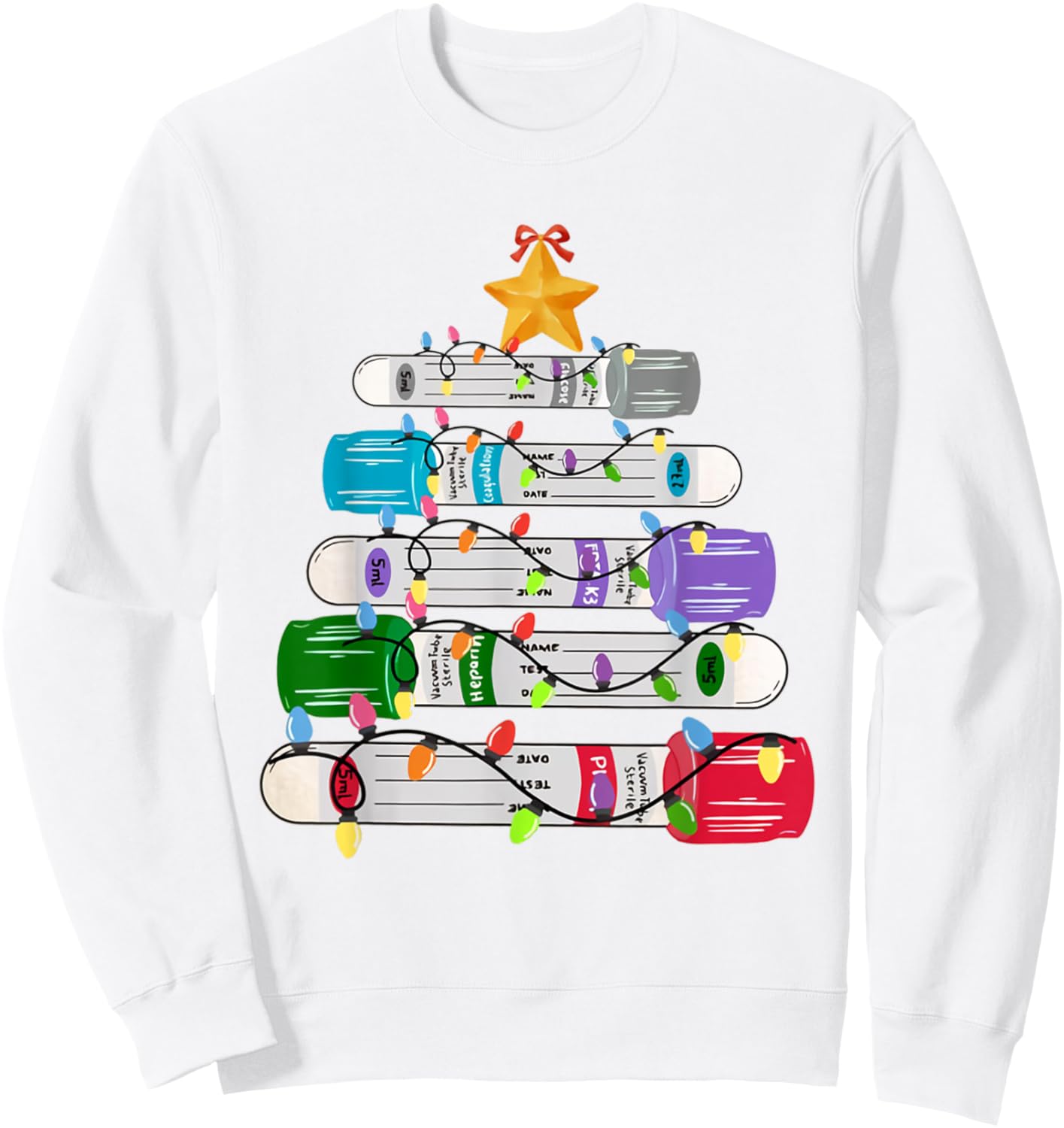 Test Tube Christmas Tree Phlebotomy Lab Scientist Lab Techs Sweatshirt - Sweatshirt | White