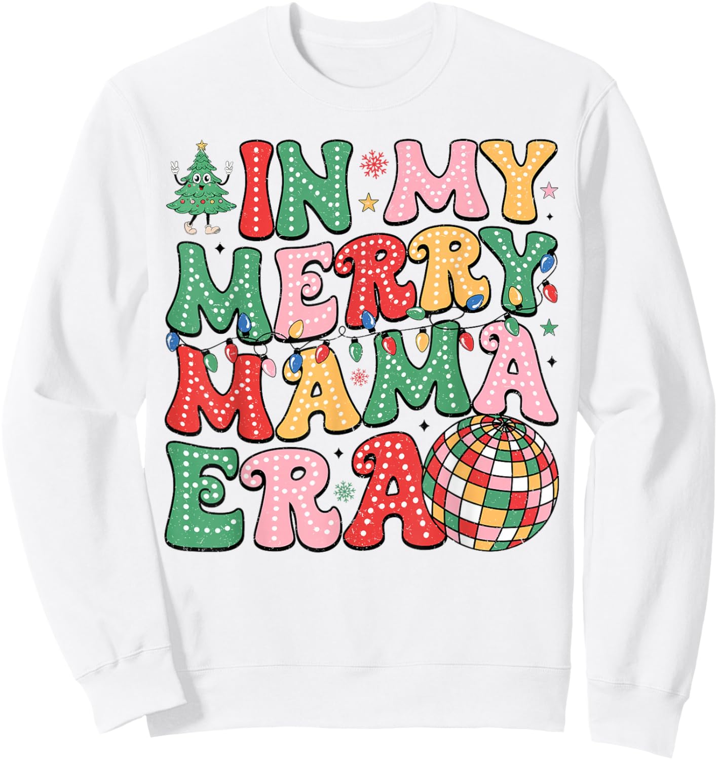 In My Merry Mama Era Lights Xmas Holiday Family Christmas Sweatshirt - Sweatshirt | White