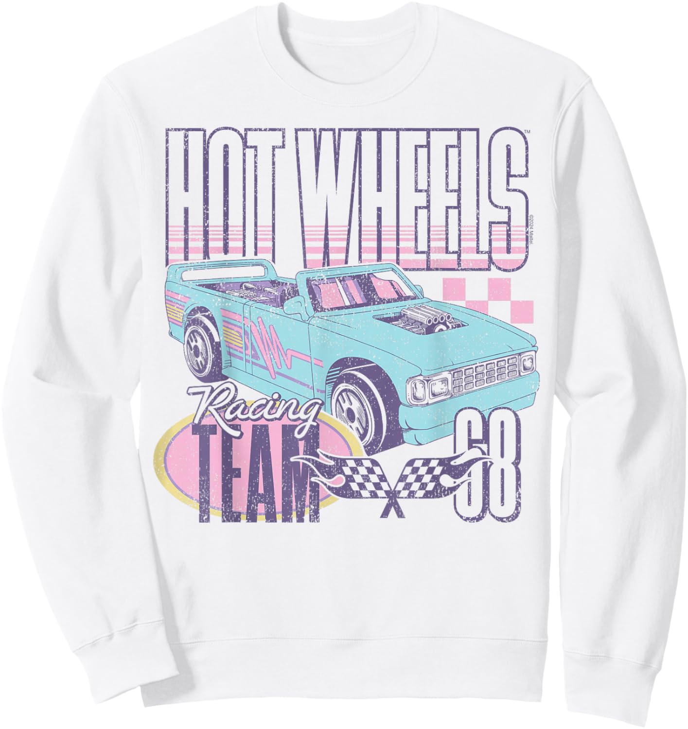 Hot Wheels - Racing Team 68 Blue Convertible Car Sweatshirt - Sweatshirt | White