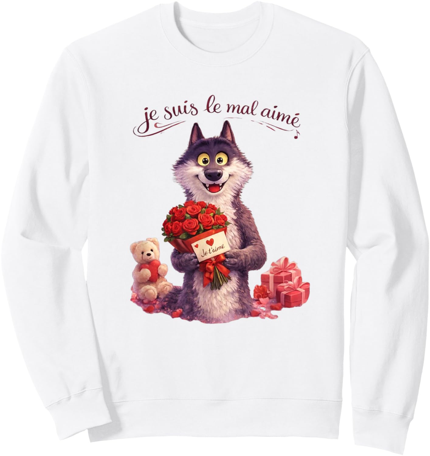 Wolf Le Mal Aimé Valentine's Day Gift Woman Man Sweatshirt - Sweatshirt | White