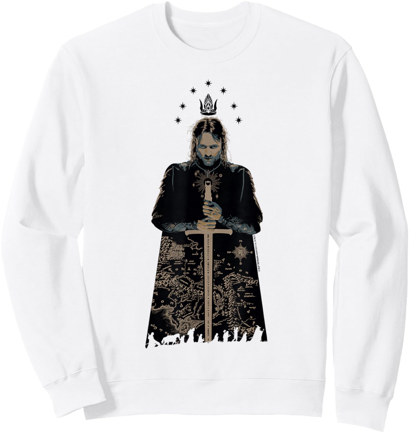 The Lord of the Rings King Aragorn Middle Earth Map Sweatshirt - Sweatshirt | White