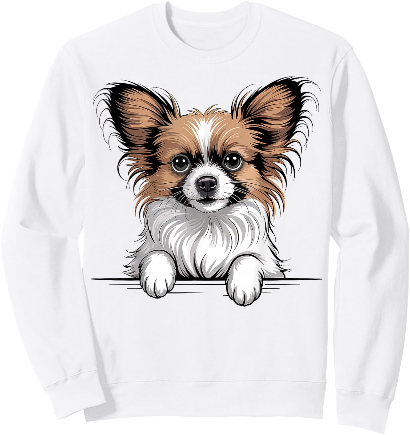Papillon Funny Peeking Pocket Puppy Dog Lover Sweatshirt - Sweatshirt | White