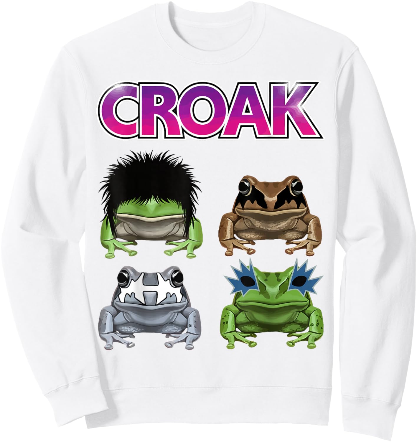 Funny Croak Frogs Band Rock Music Frog Lovers Sweatshirt - Sweatshirt | White