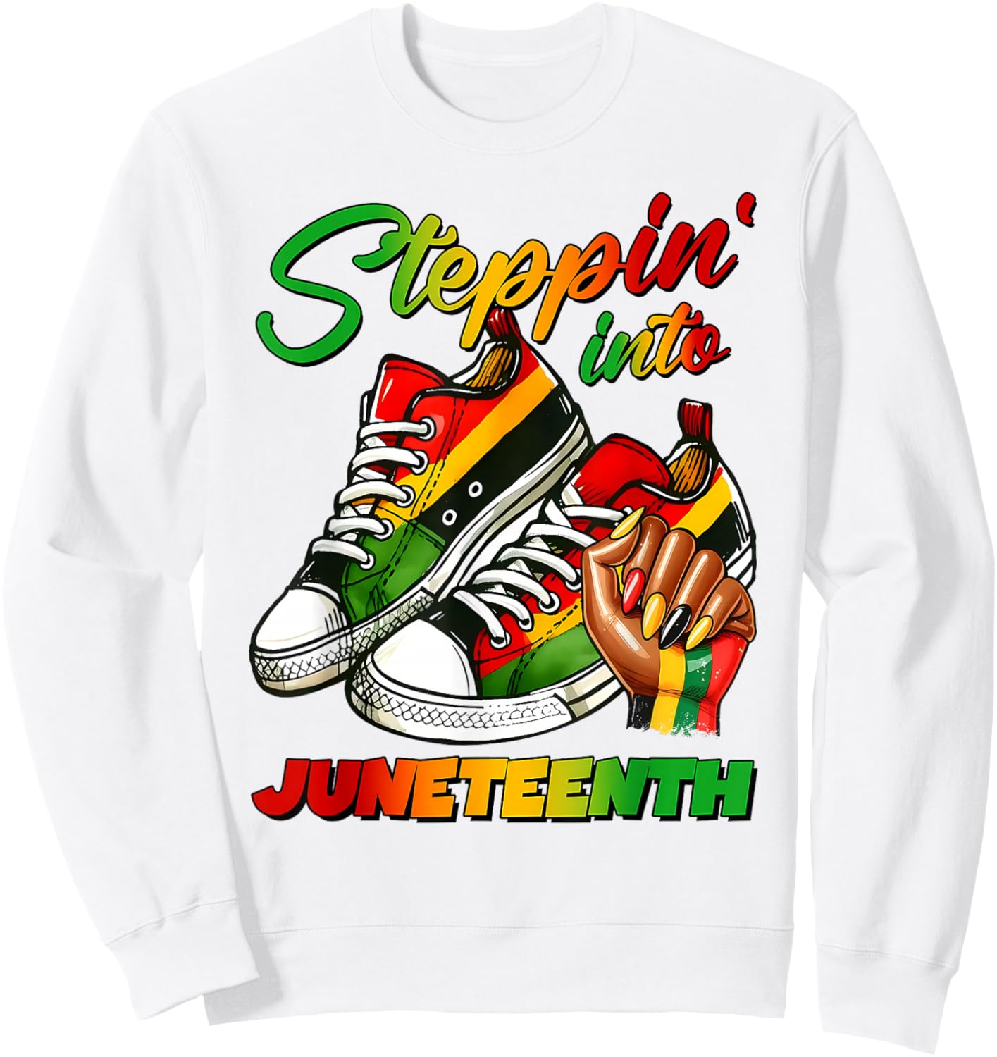 Steppin' Into Juneteenth 1865 Black History Women Girl Queen Sweatshirt - Sweatshirt | White