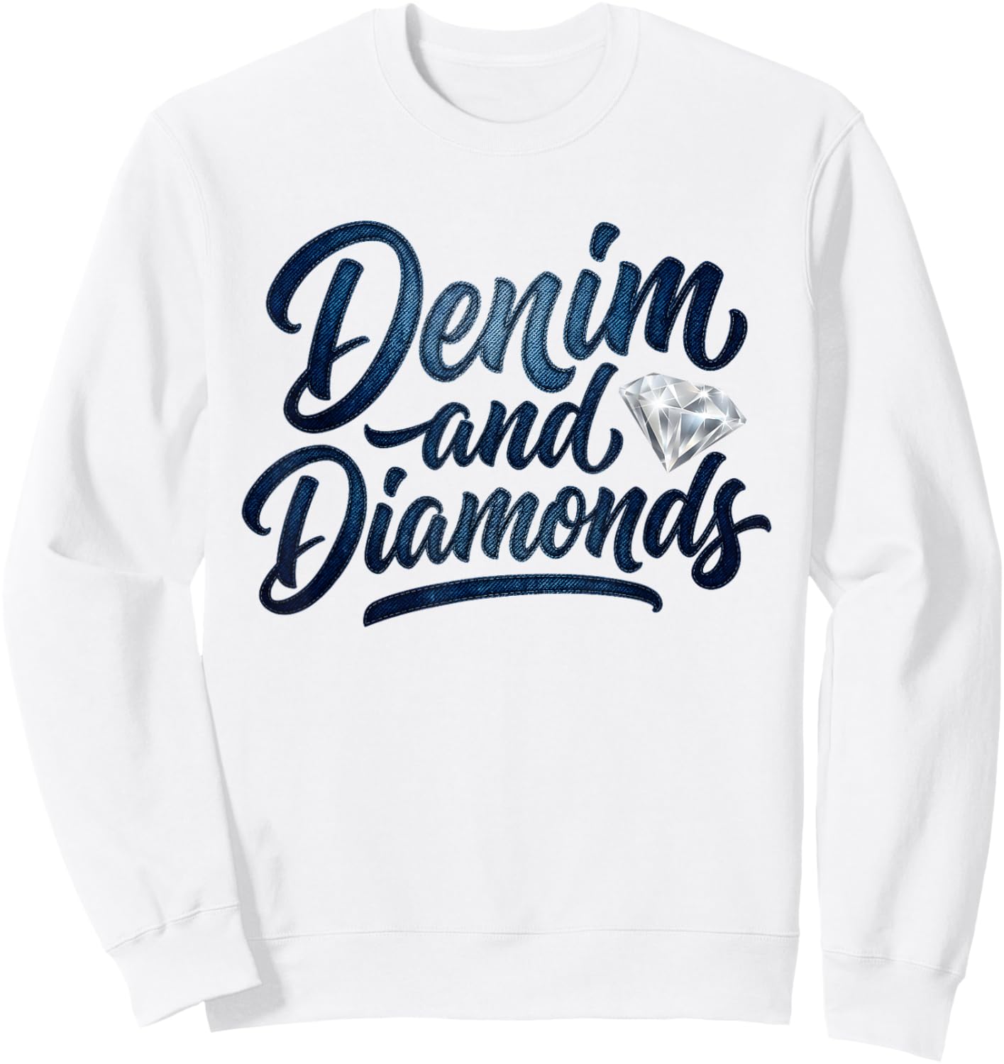 Denim and Diamonds Blue Denim Jeans Outfit Women Girls Sweatshirt - Sweatshirt | White