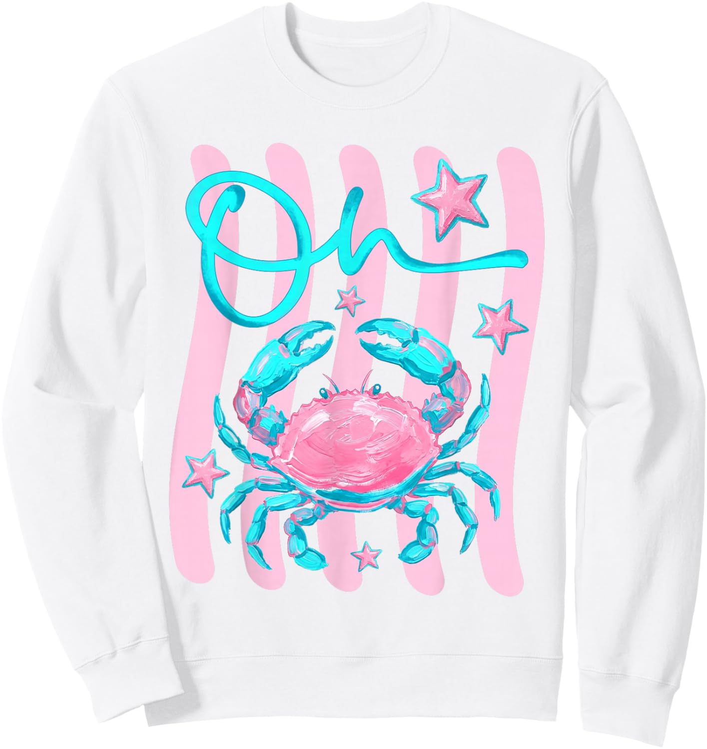 Oh Crab Cute Preppy Beach Summer Funny Coastal Crab Lovers Sweatshirt - Sweatshirt | White
