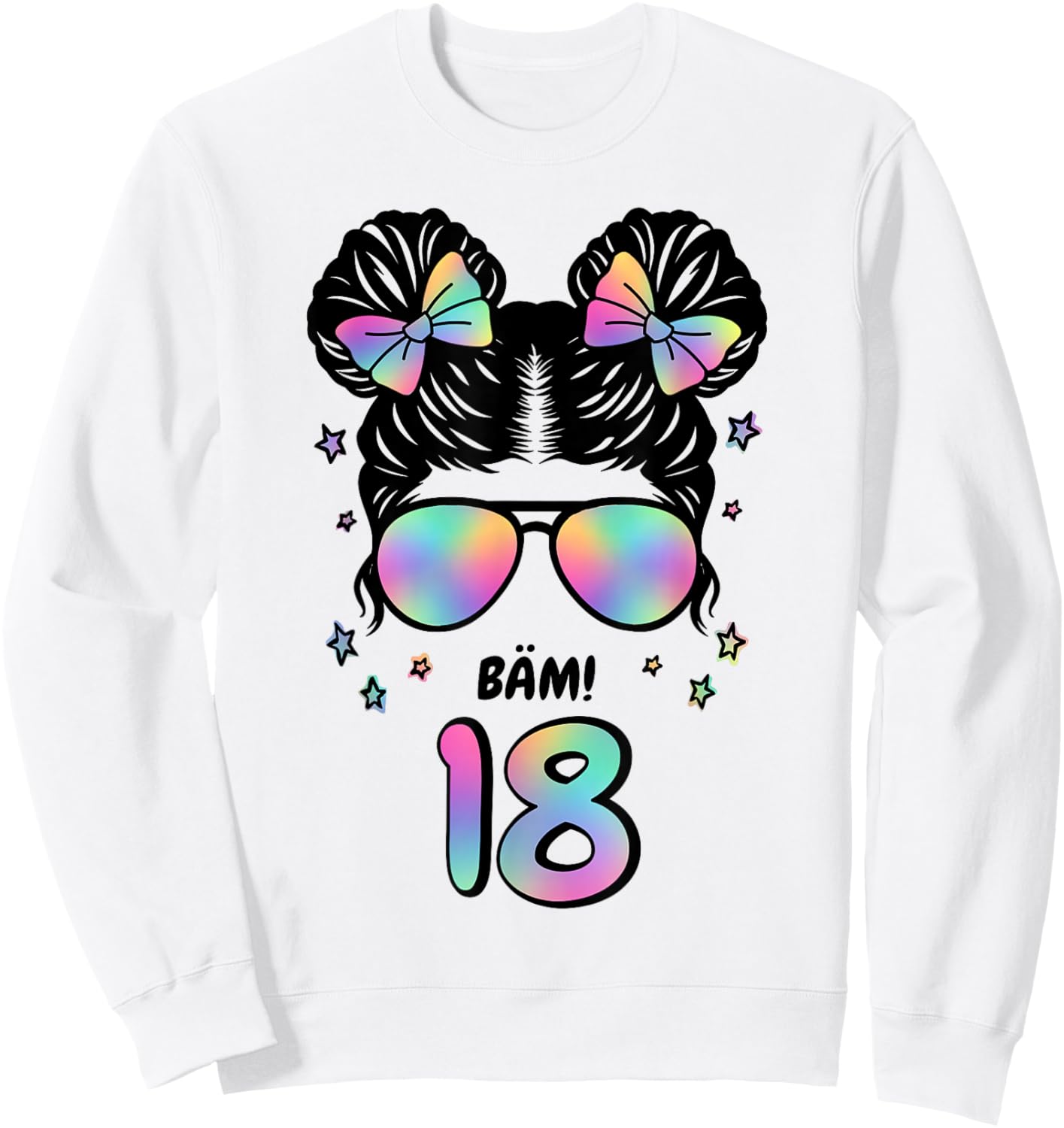 18th Birthday Girl Messy Bun Bäm! 18 Sweatshirt - Sweatshirt | White