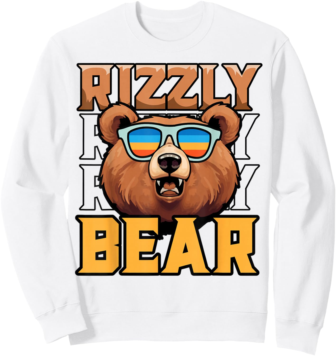 Rizzly Bear Funny Rizz Meme Grizzly Bear Lover Sweatshirt - Sweatshirt | White