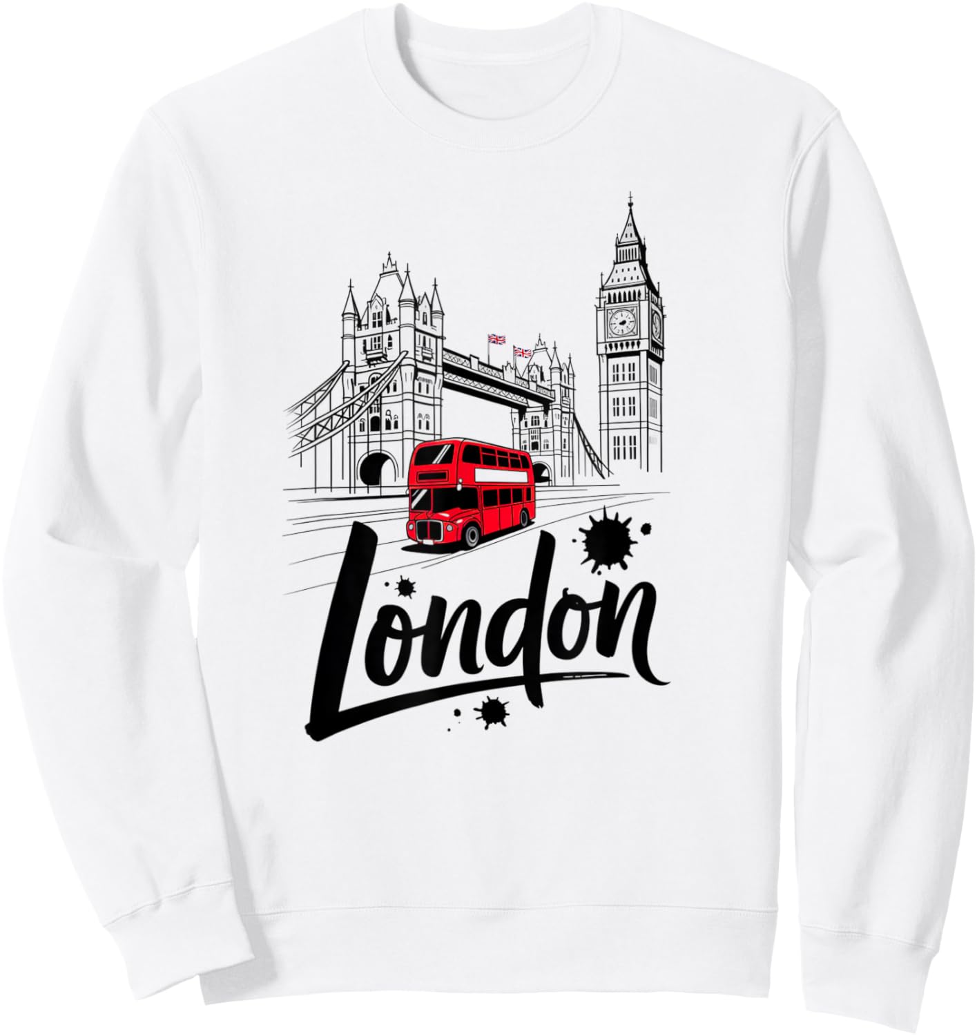 Rotes mit Motiv „London Bus Tower Bridge“, Britisches Souvenir Sweatshirt - Sweatshirt | White