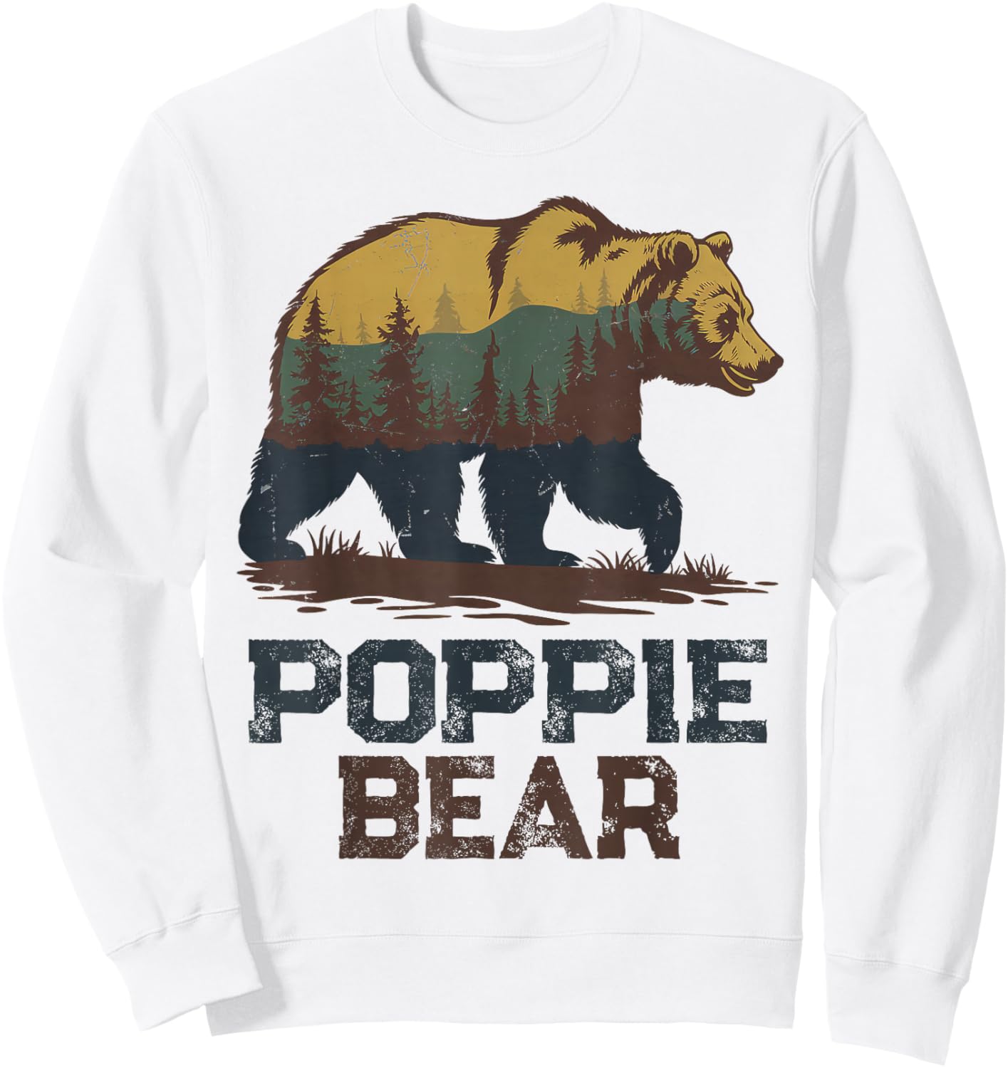 Poppie Bear Father's Day Vintage Birthday Christmas Poppie Sweatshirt - Sweatshirt | White