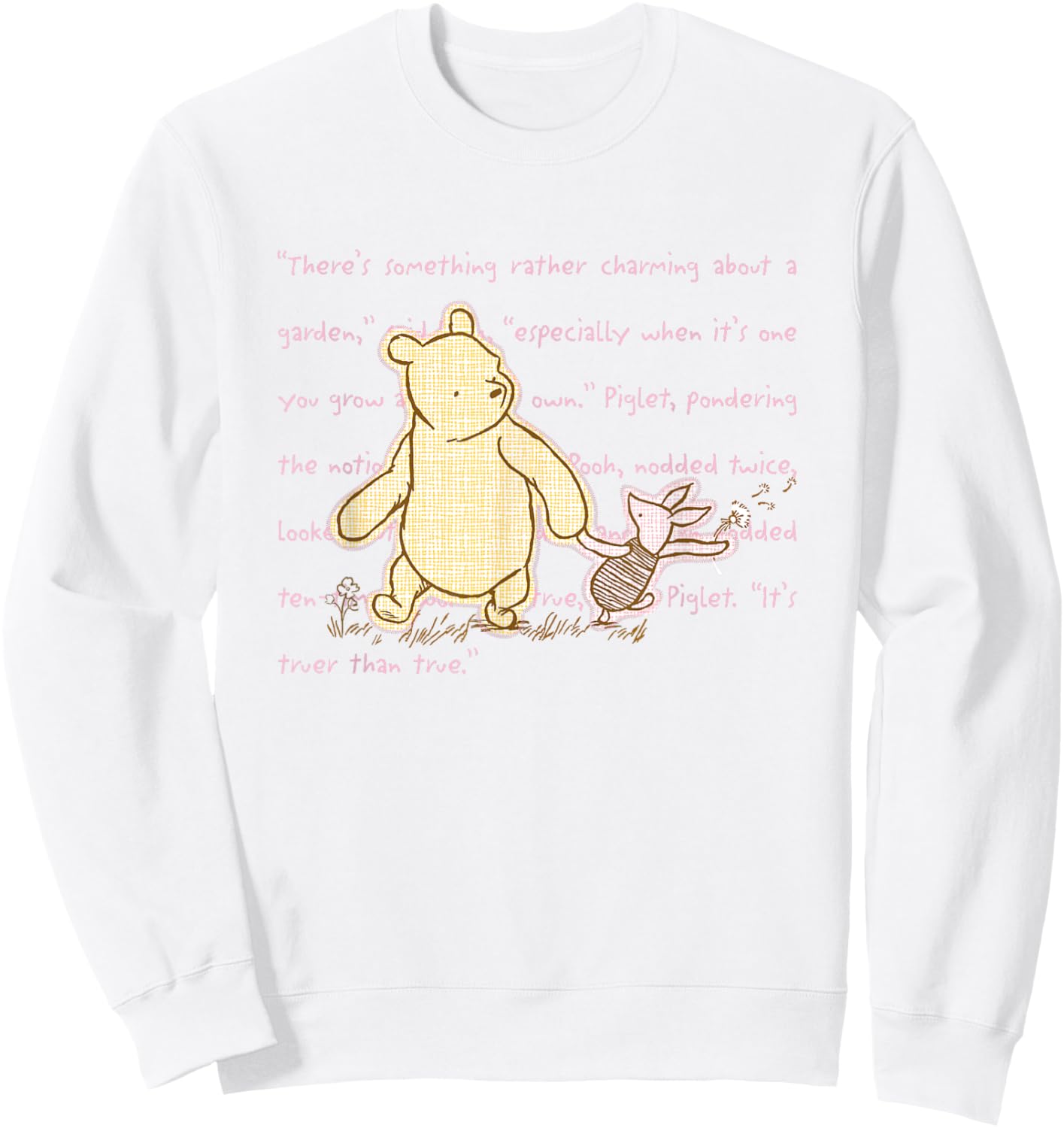 Disney Winnie The Pooh and Piglet Quote Cute Big Chest Logo Sweatshirt - Sweatshirt | White