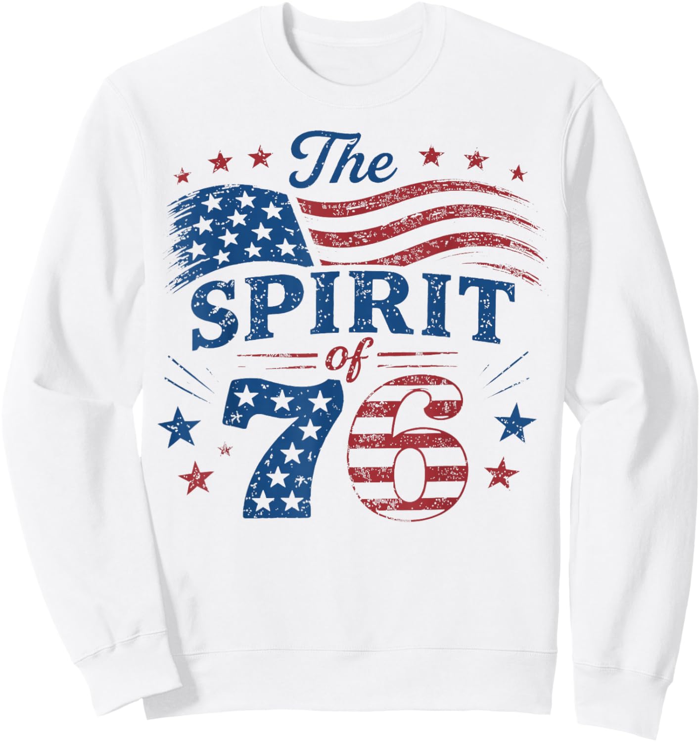 Retro Spirit of 76 250th Anniversary Patriotic American Flag Sweatshirt - Sweatshirt | White