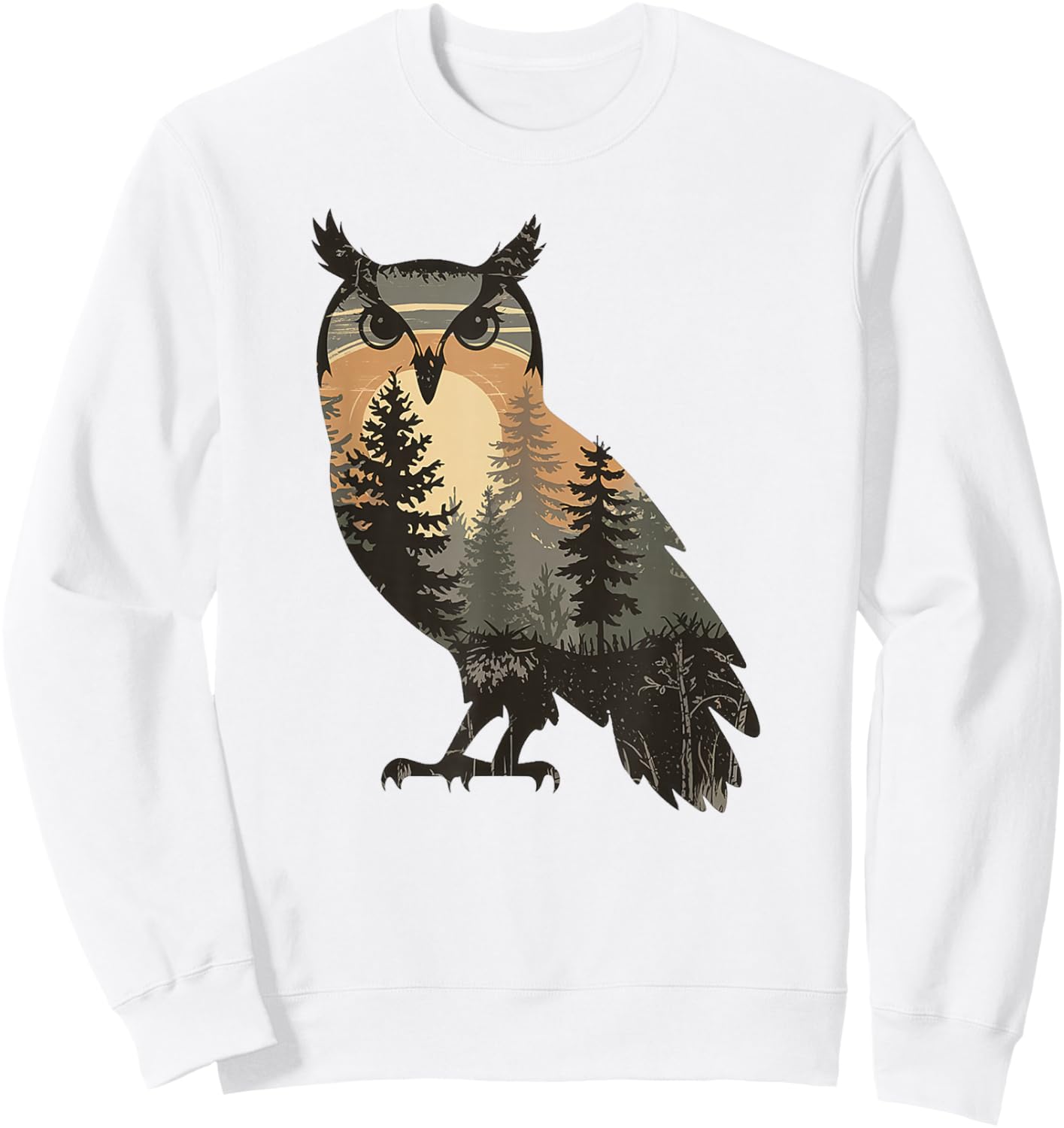 Owl Hunting Hiking Outdoor Camping Forest Men Women Owl Sweatshirt - Sweatshirt | White