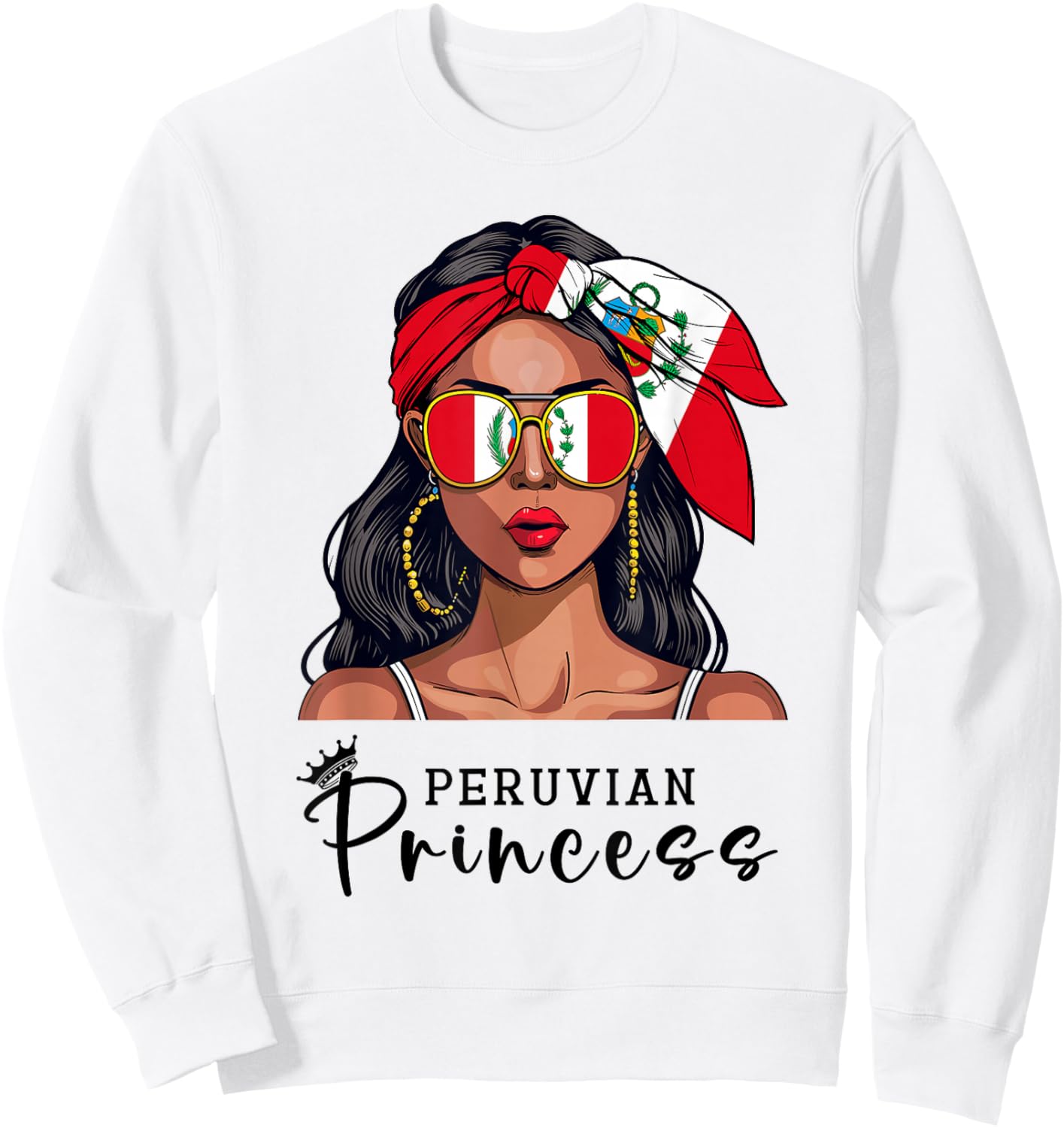 Peruvian Souvenirs Products Woman Flag Princess Peru Sweatshirt - Sweatshirt | White