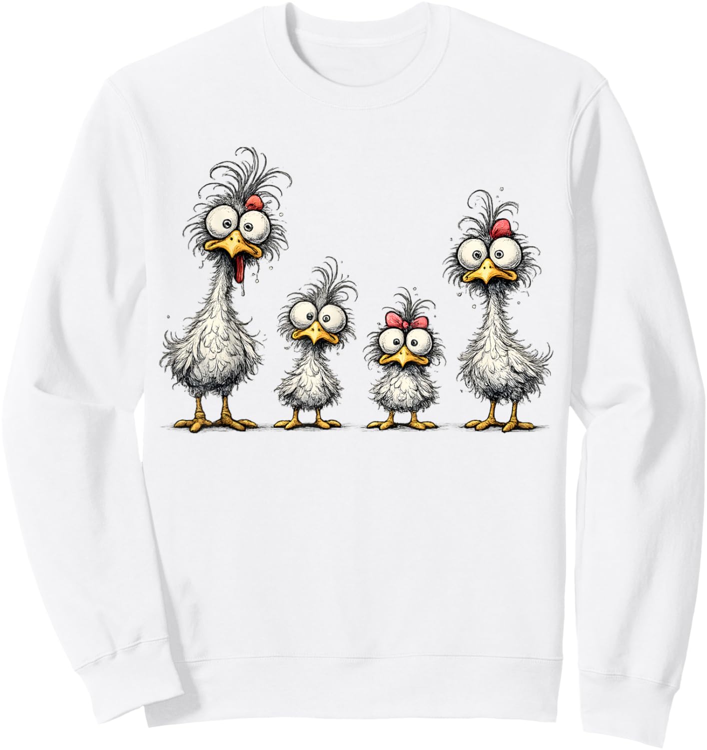 Eagerlys Bunte lustige Hühner-Kunst, verrückte Hühnerfamilie Sweatshirt - Sweatshirt | White