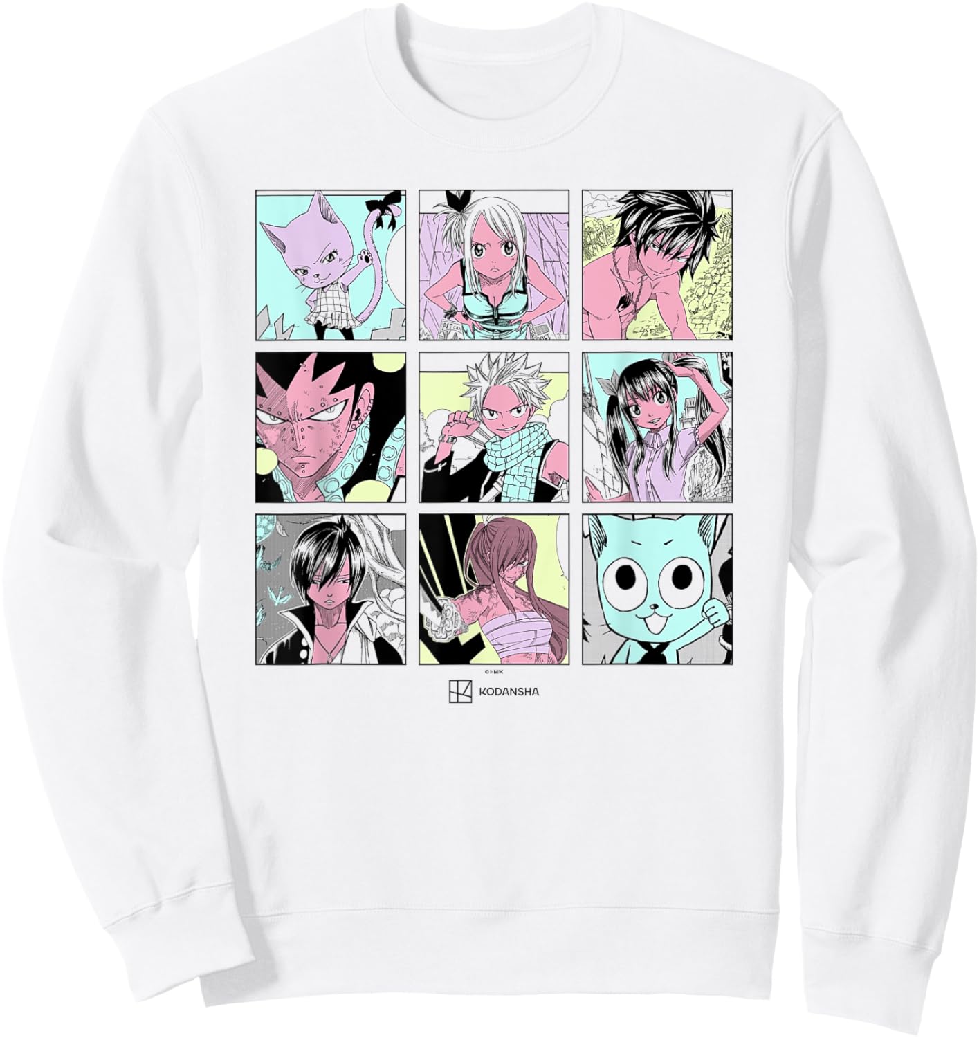 Fairy Tail Main Characters Box Up Retro Manga Panels Sweatshirt - Sweatshirt | White