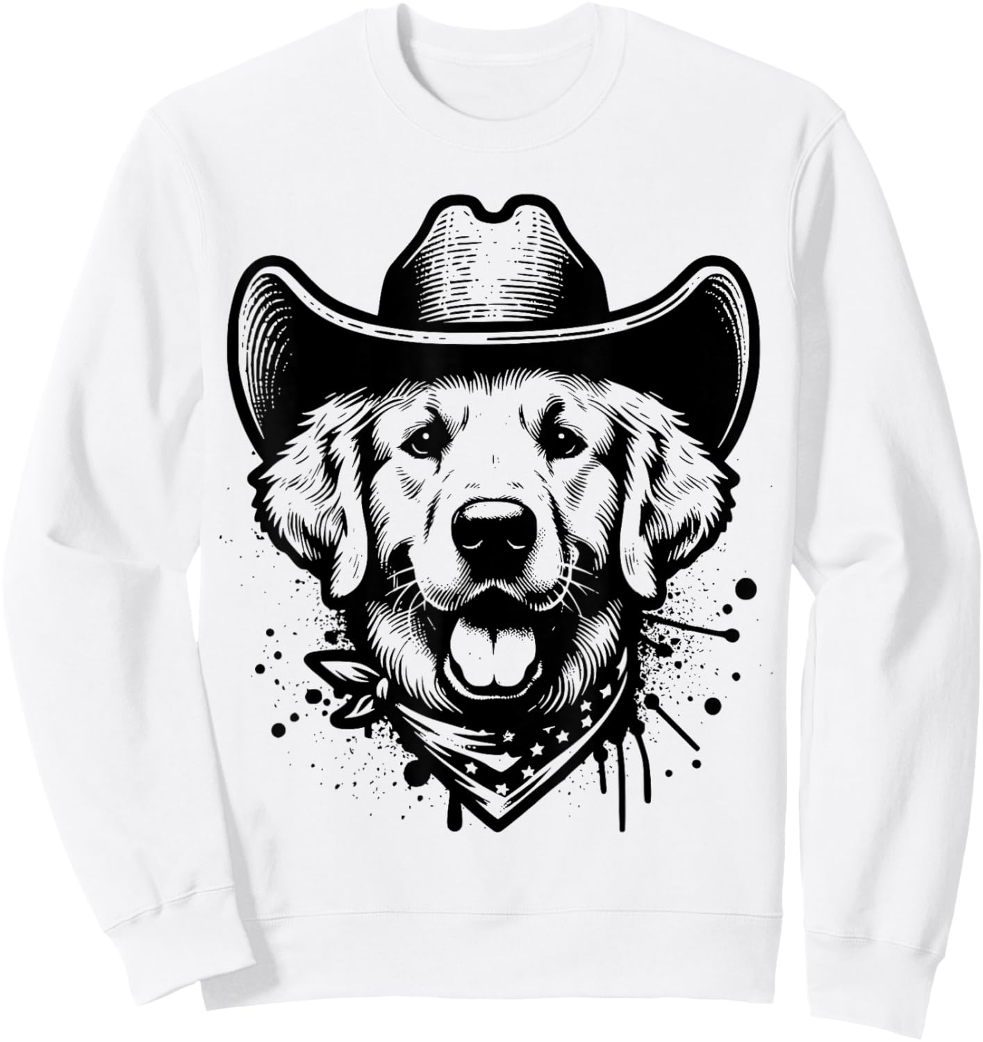 Happy Golden Retriever Cowboy Vintage Western Dog Lover Sweatshirt - Sweatshirt | White
