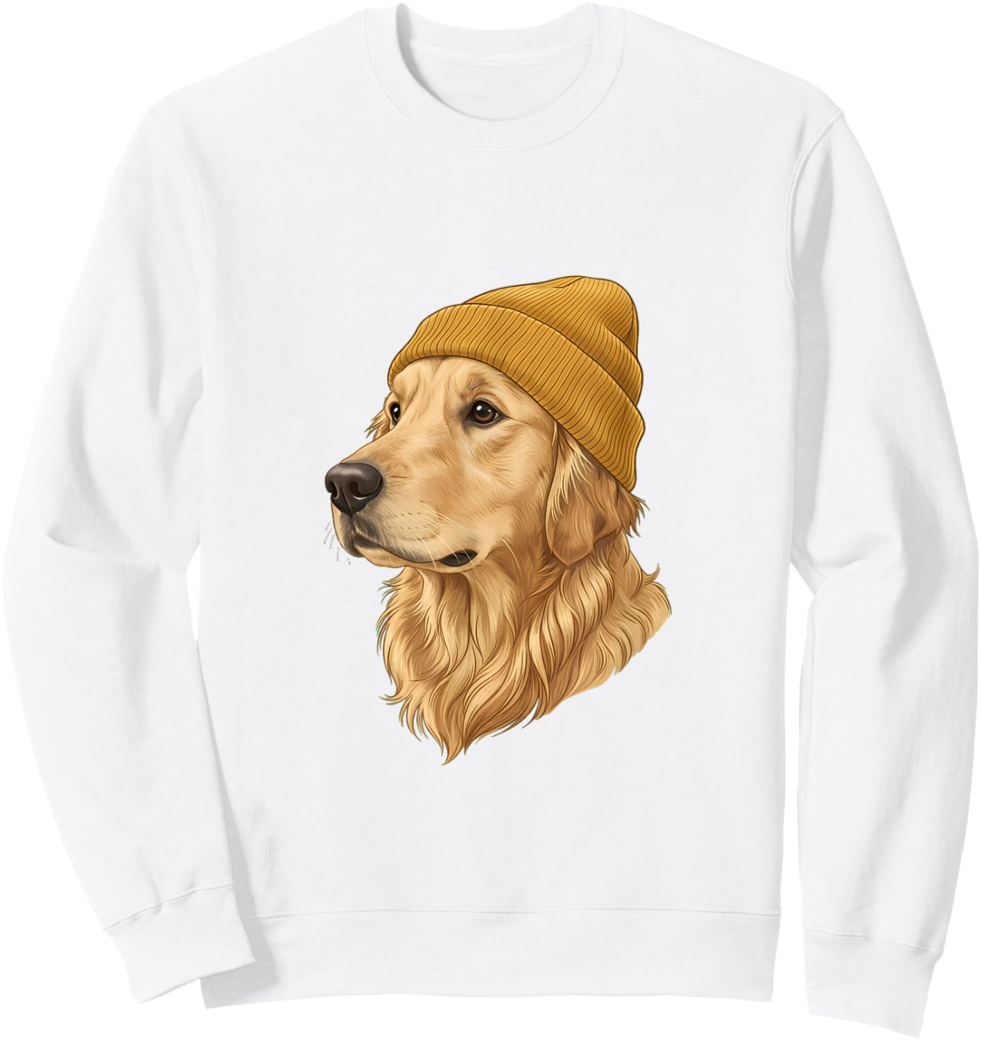 Golden Dog Retriever Yellow Beanie Art Sweatshirt - Sweatshirt | White