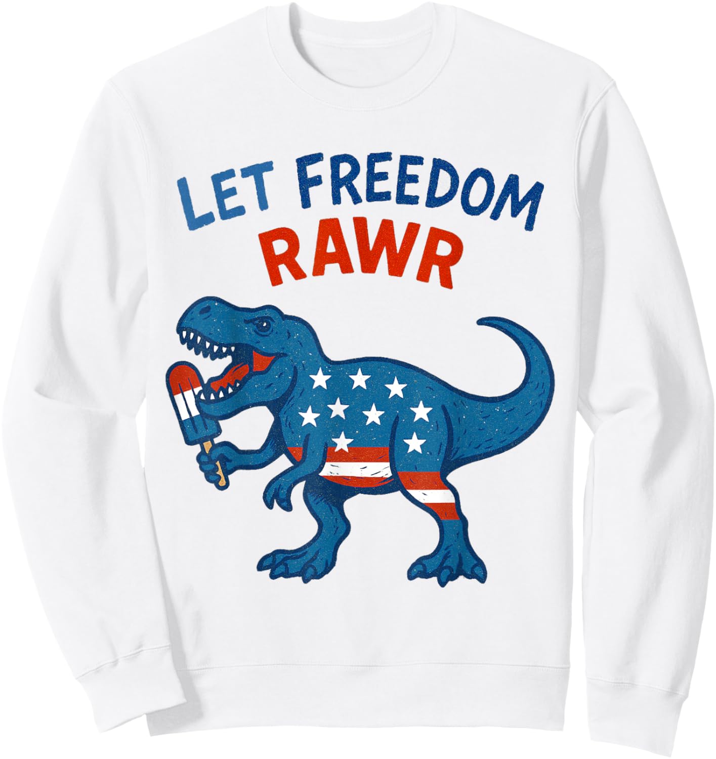 Dinosaur USA Roar TREX American Flag Sweatshirt - Sweatshirt | White