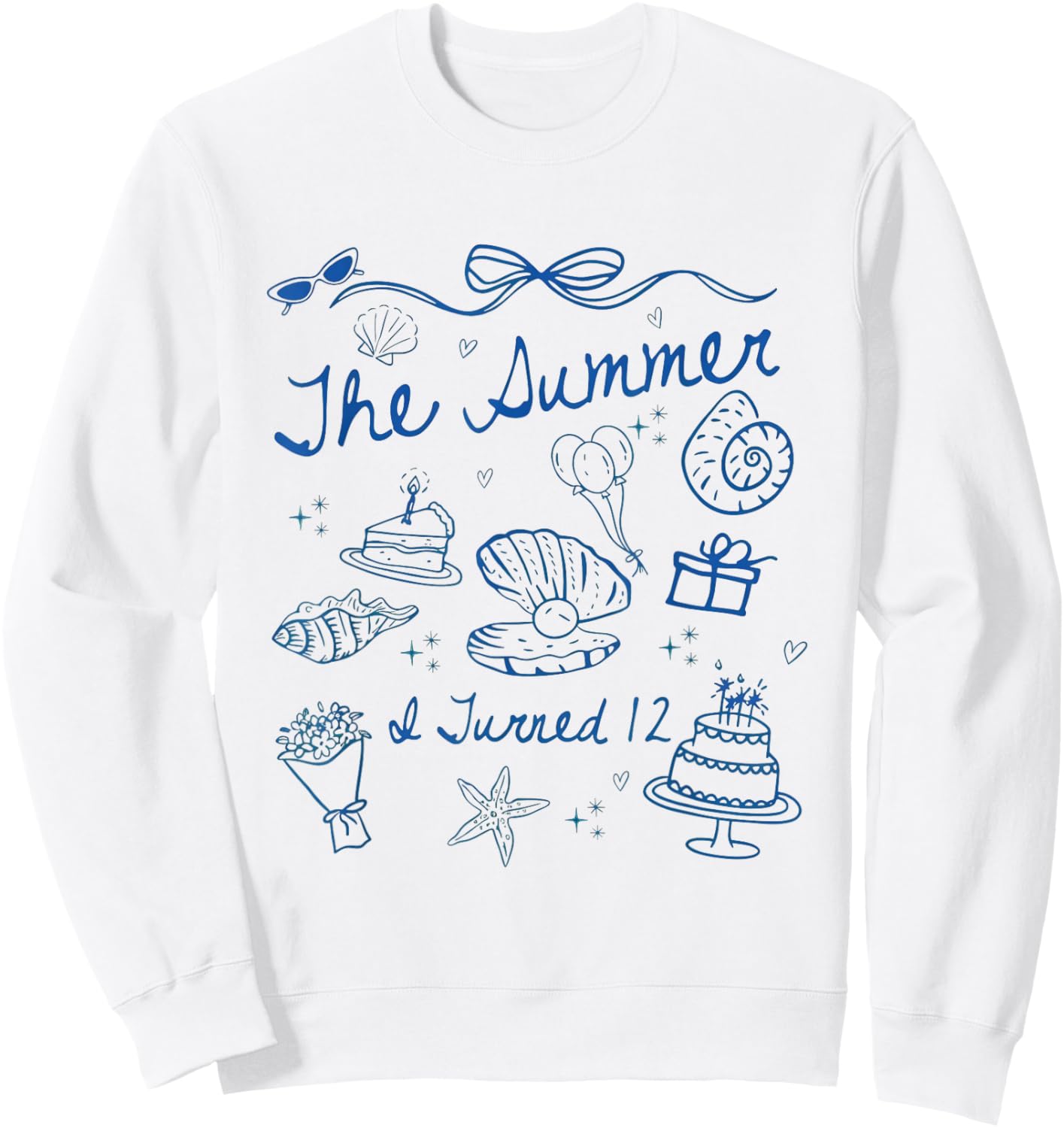 Summer I Turned 12 Cute Coastal Bow Seashell 12th Birthday Sweatshirt - Sweatshirt | White