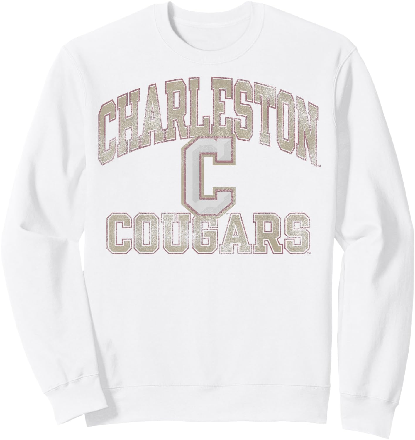 Charleston Cougars Vintage Worn Gray Officially Licensed Sweatshirt - Sweatshirt | White