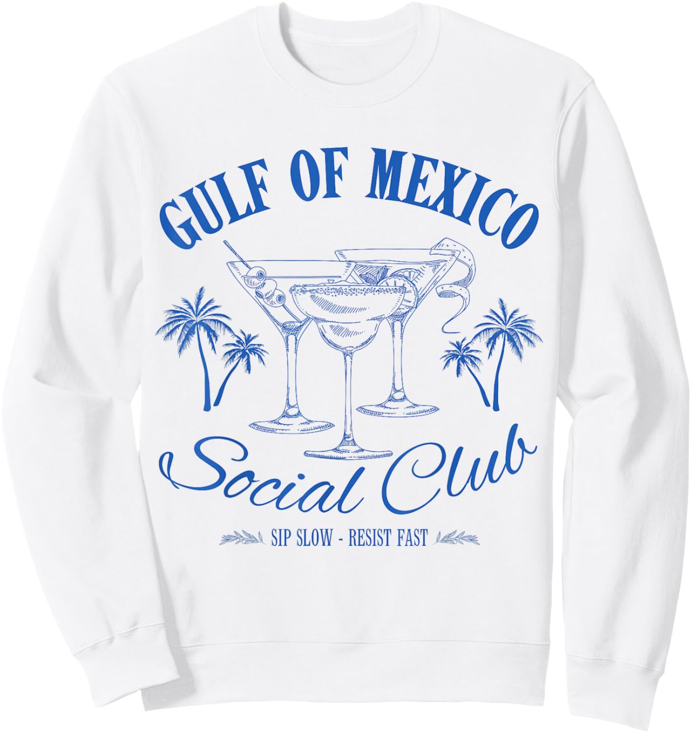 Gulf Of Mexico Social Club - Vintage Style Cocktail Sweatshirt - Sweatshirt | White