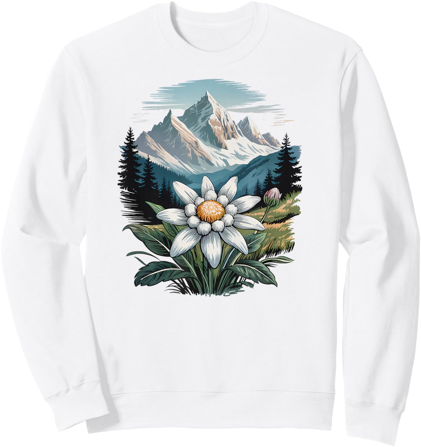 Edelweiss Alpine Flower Austria Bavaria Switzerland Sweatshirt - Sweatshirt | White