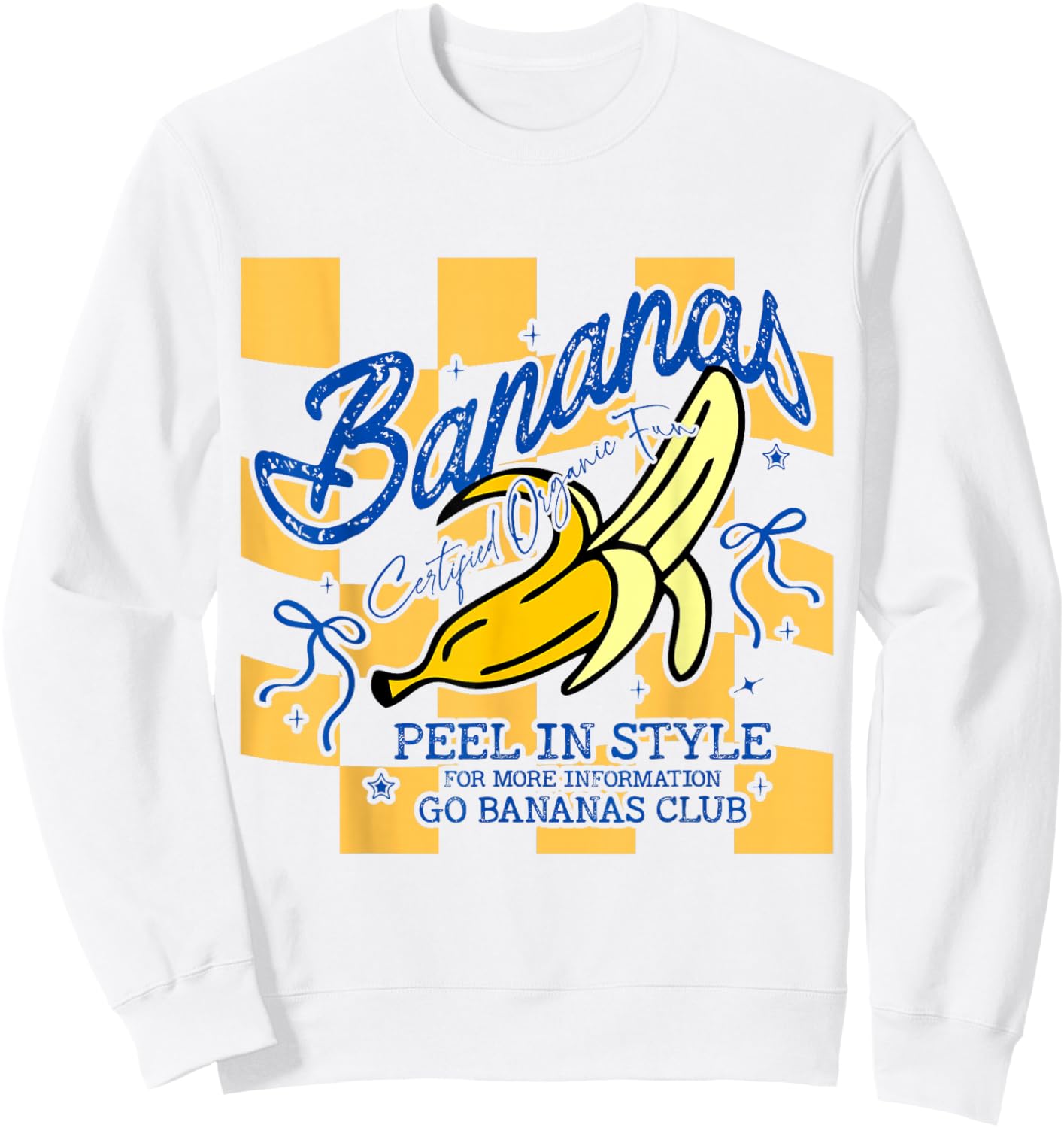 That's Bananas Funny Summer Striped Coquette Preppy Sweatshirt - Sweatshirt | White