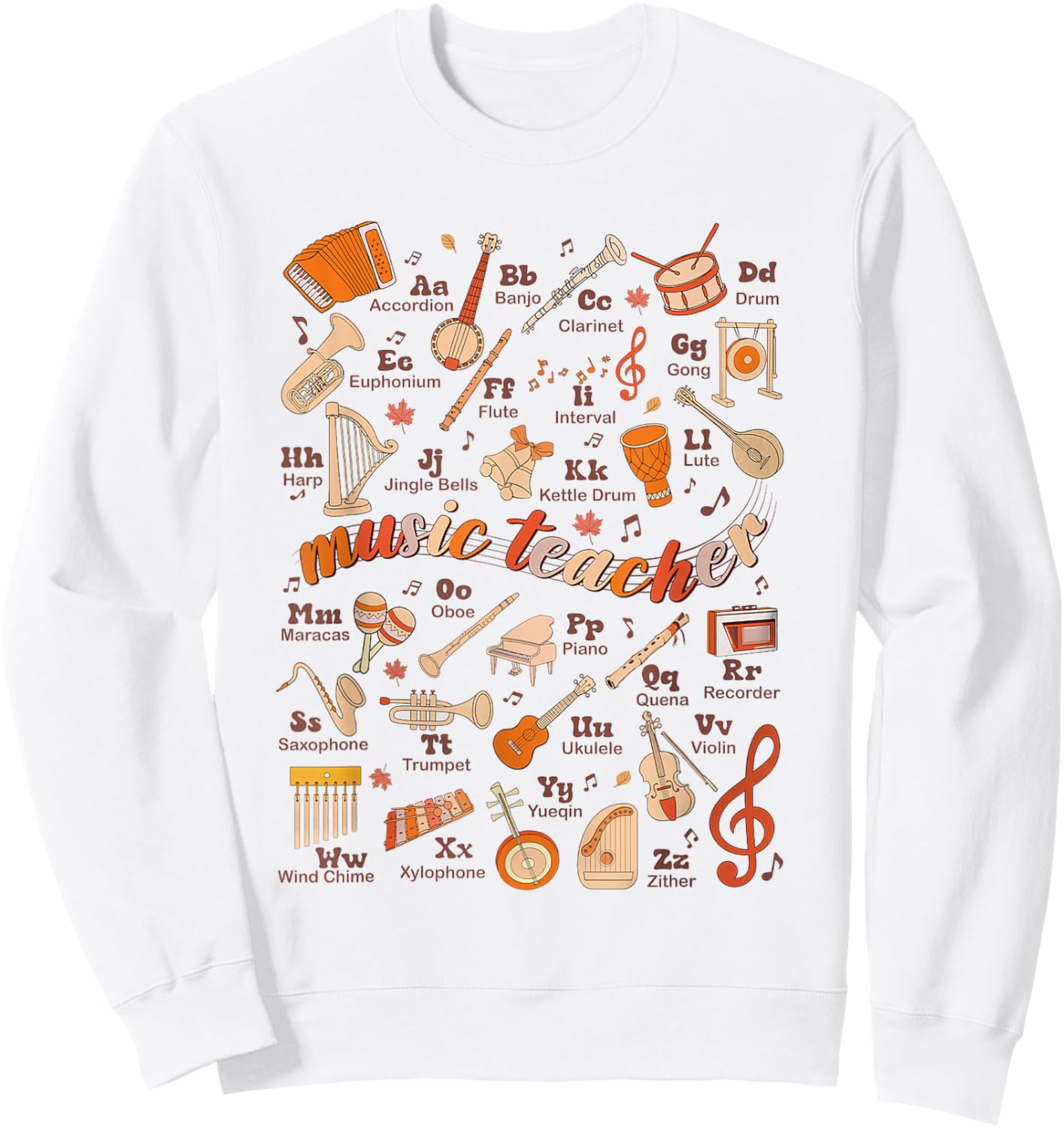 Retro Music Teacher Thanksgiving Fall Musician Piano Teacher Sweatshirt - Sweatshirt | White