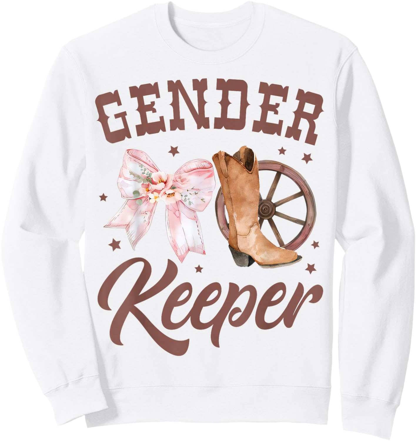 Western Gender Reveal Keeper of the Gender Baby Announcement Sweatshirt - Sweatshirt | White