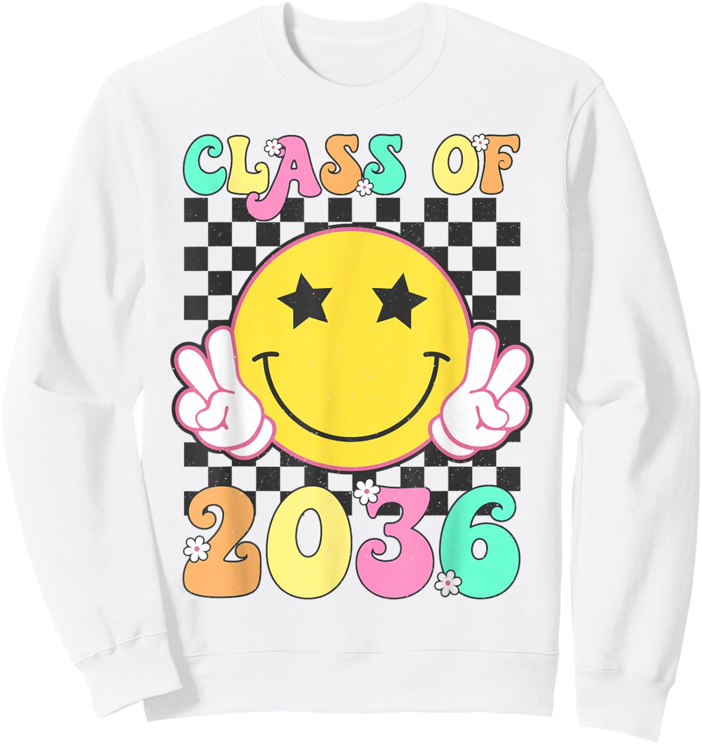 Retro Class of 2036 Grow With Me Back to School Kindergarten Sweatshirt - Sweatshirt | White
