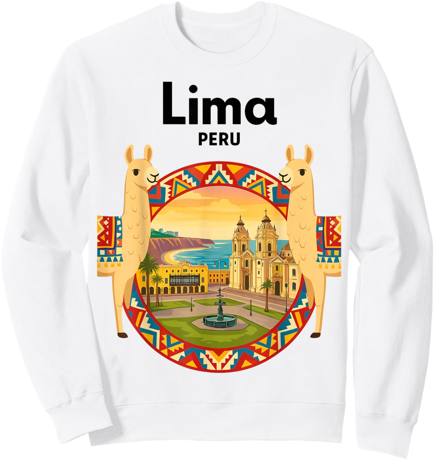 Peru Lima Travel Art Llama Andes Souvenir Sweatshirt - Sweatshirt | White