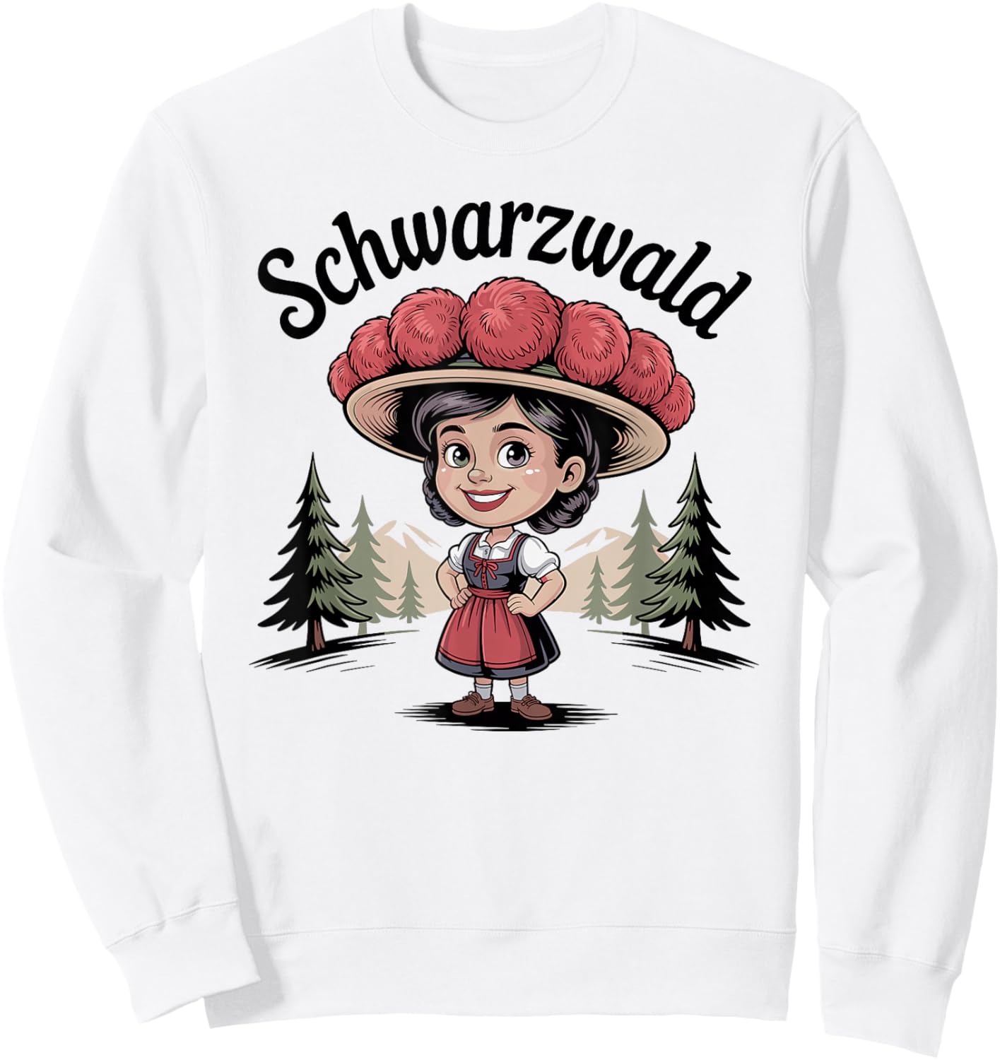 Schwarzwald Mädchen Bollenhut Berge Wald Natur Sweatshirt - Sweatshirt | White