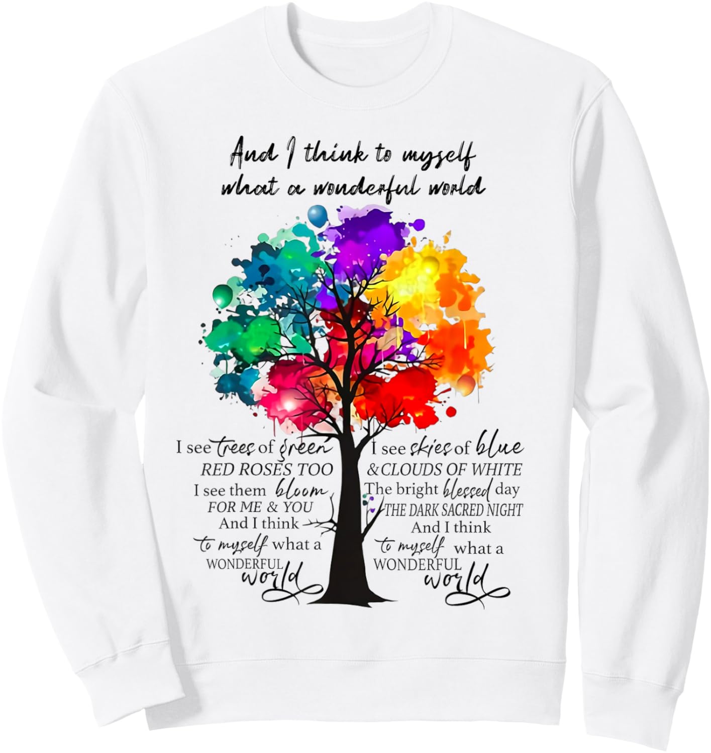 What a Wonderful World Positive Thinking Tree Sweatshirt - Sweatshirt | White