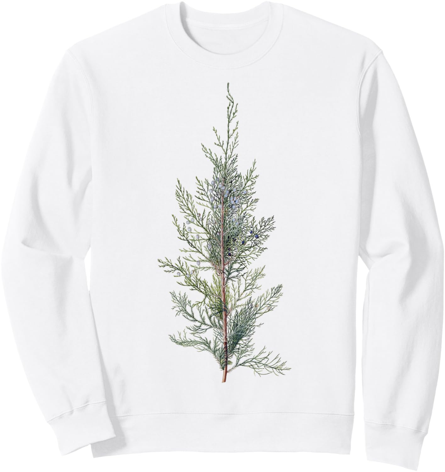 Vintage Plant Neutral Juniper Tree Branch Sweatshirt - Sweatshirt | White